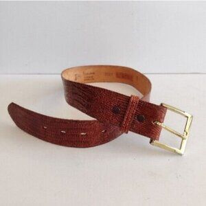 Justin Genuine Lizard Light Brown Leather Belt Size 28 Style 252R Gold Buckle